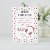 Silent disco-verjaardagsuitnodiginghoofdtelefoons kaart (Staand voorkant)