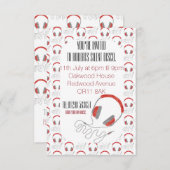 Silent disco-verjaardagsuitnodiginghoofdtelefoons kaart (Voorkant / Achterkant)