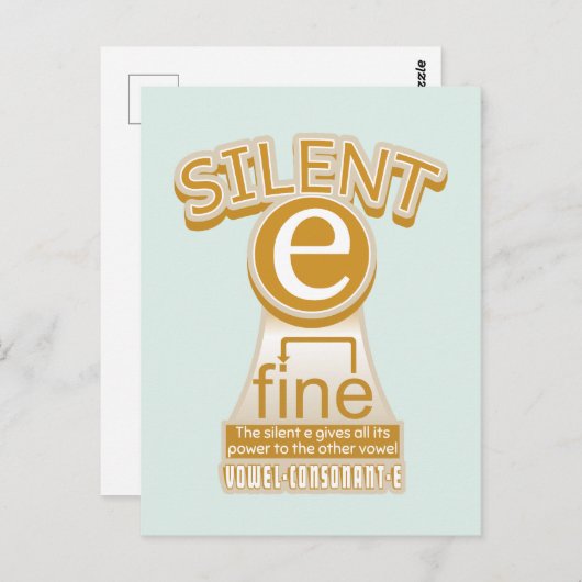 Silent E English Language Phonics Rule Briefkaart (Voorkant / Achterkant)