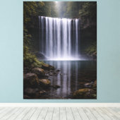 Silent Forest Waterfall – Calm Nature Landscape Canvas Afdruk (Insitu (Houten vloer))