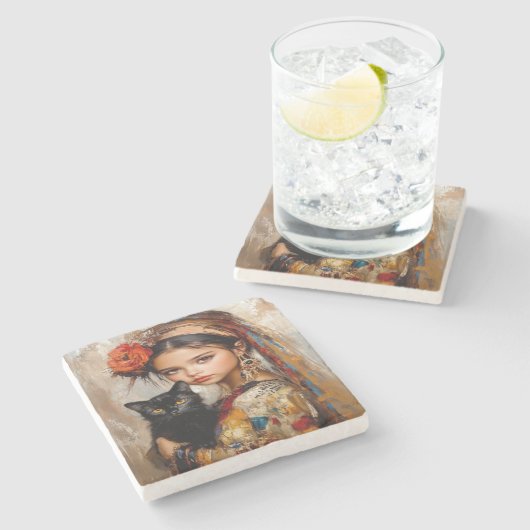 Silent Gazes Stenen Onderzetter (Zijkant)