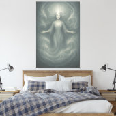  Silent Goddess of Pure Light – Ethereal White Aur Canvas Afdruk (Insitu (Slaapkamer))