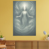  Silent Goddess of Pure Light – Ethereal White Aur Canvas Afdruk (Insitu (Woonkamer))