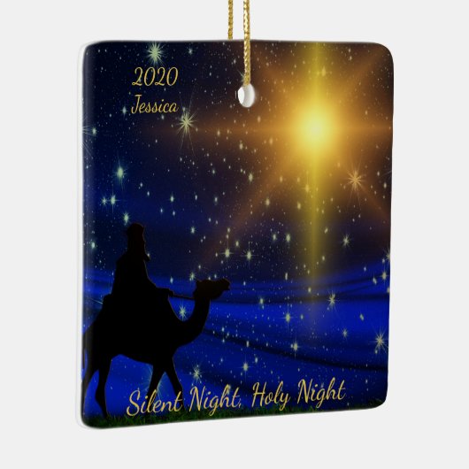 Silent Heilige Nacht Persoonlijke Naam Jaar Kerstm Keramisch Ornament (Rechts)