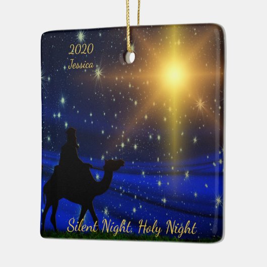 Silent Heilige Nacht Persoonlijke Naam Jaar Kerstm Keramisch Ornament (Links)