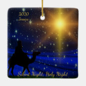 Silent Heilige Nacht Persoonlijke Naam Jaar Kerstm Keramisch Ornament (Achterkant)