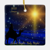 Silent Heilige Nacht Persoonlijke Naam Jaar Kerstm Keramisch Ornament (Voorkant)