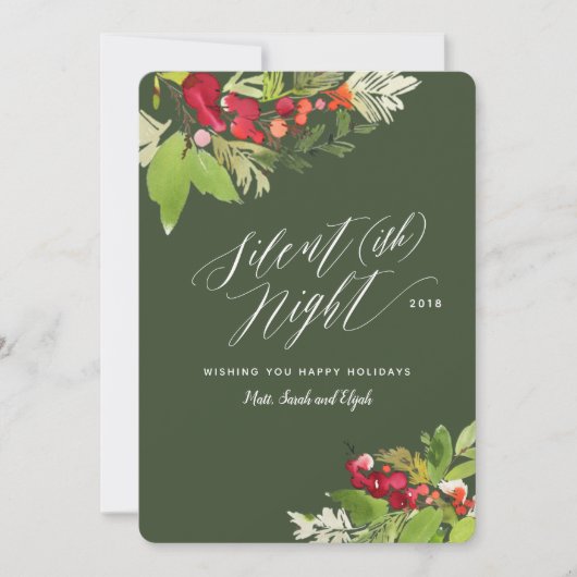 Silent (ish) kerstfeestkaart feestdagenkaart (Voorkant)