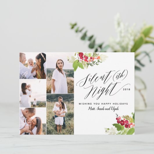 Silent (ish) nachtelijke multi-fotovakantiekaart. feestdagenkaart (Staand voorkant)