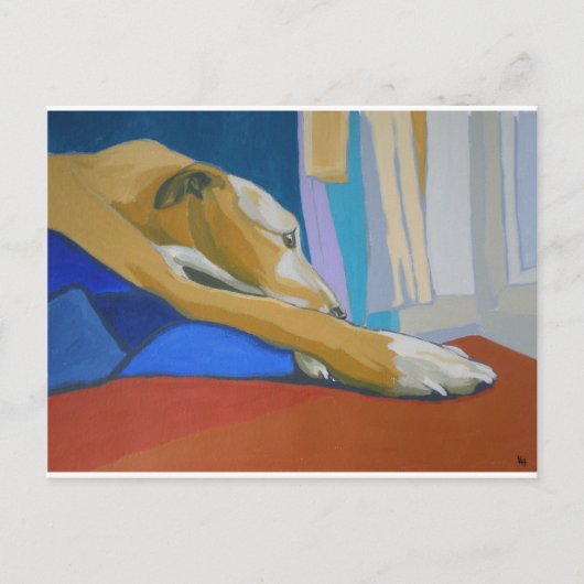 'Silent Longing' - Gele lurcher Briefkaart (Voorkant)