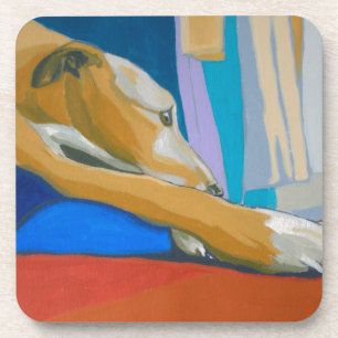 'Silent Longing' - Gele lurcher Drankjes Onderzetter