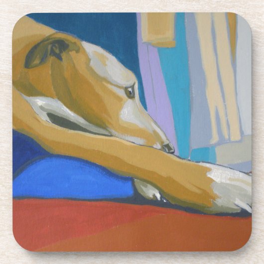 'Silent Longing' - Gele lurcher Drankjes Onderzetter (Voorkant)