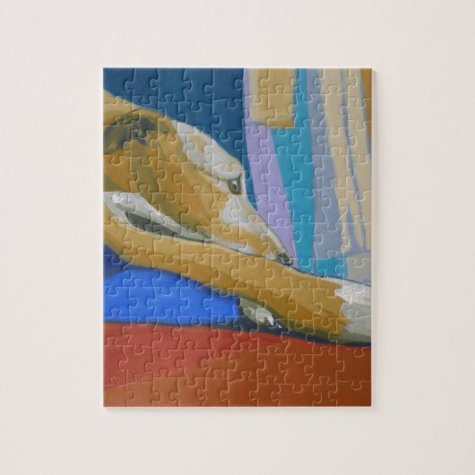 'Silent Longing' - Gele lurcher Legpuzzel (Verticaal)