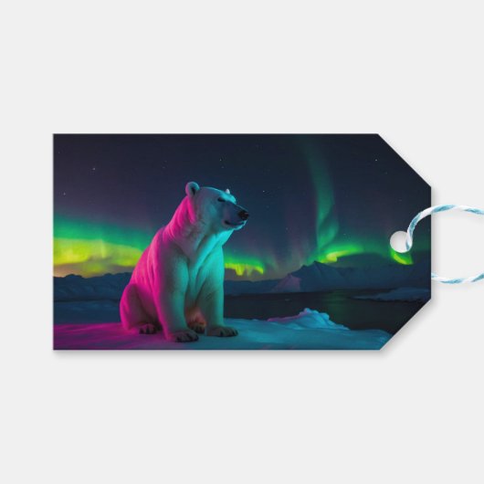 Silent Majesty: Polar Beer onder het noorderlicht Cadeaulabel (Voorkant (Horizontaal))