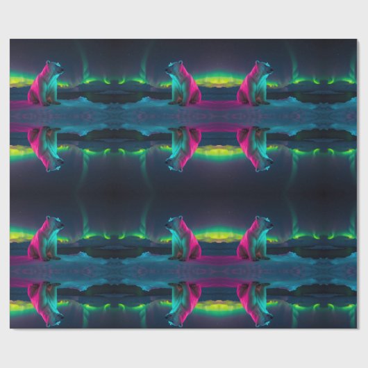 Silent Majesty: Polar Beer onder het noorderlicht Cadeaupapier (Vlak)