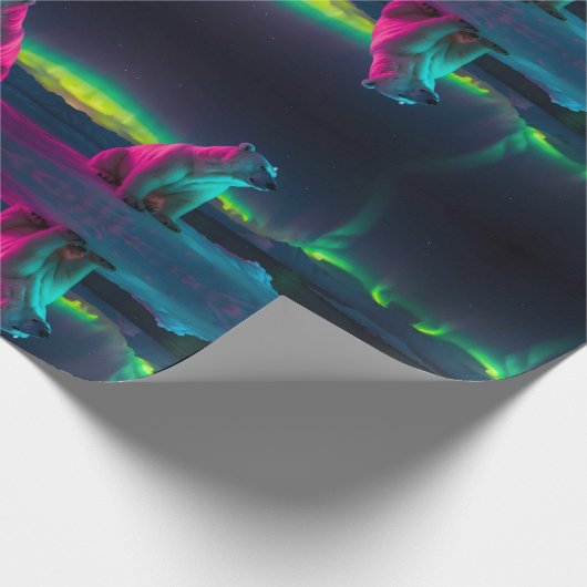 Silent Majesty: Polar Beer onder het noorderlicht Cadeaupapier (Hoek)