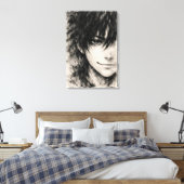 Silent Mask – Emotional Ink Portrait Canvas Print (Insitu (Slaapkamer))