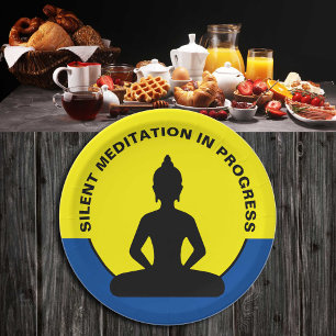 SILENT Meditation in Progress & Buddha Mindfulness Papieren Bordje