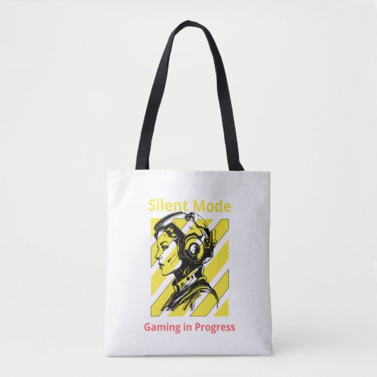 Silent Mode – Gaming in Progress | Gamer Room Warn Tote Bag (Voorkant)