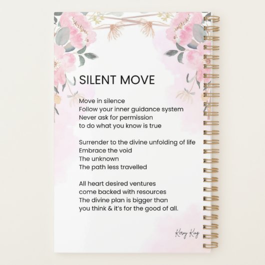 Silent Move - Aanmoedigingsgedicht Planner (Achterkant)