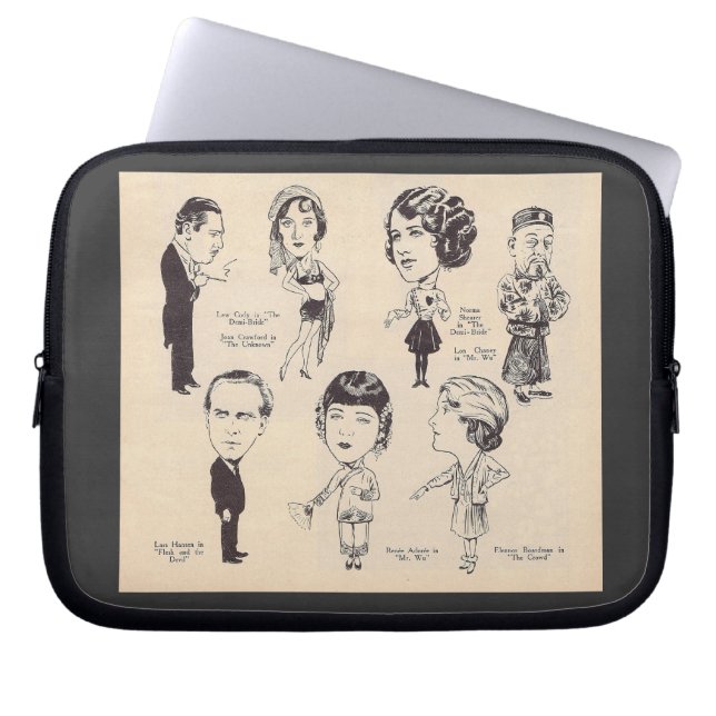 Silent Movie Actor Caricks Laptop Sleeve (Voorkant)