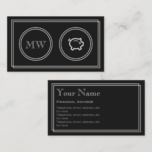 "Silent Movie" - Visitekaartjes voor financieel ad (Voorkant / Achterkant)