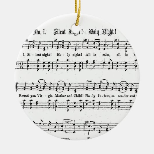 SILENT NACHT HOLY NGHT SHEET MUSIC CHRISTMAS SONG KERAMISCH ORNAMENT (Voorkant)