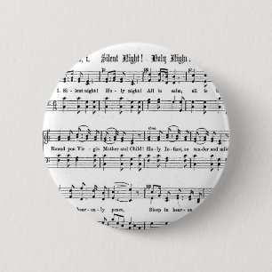 SILENT NACHT HOLY NGHT SHEET MUSIC CHRISTMAS SONG RONDE BUTTON 5,7 CM