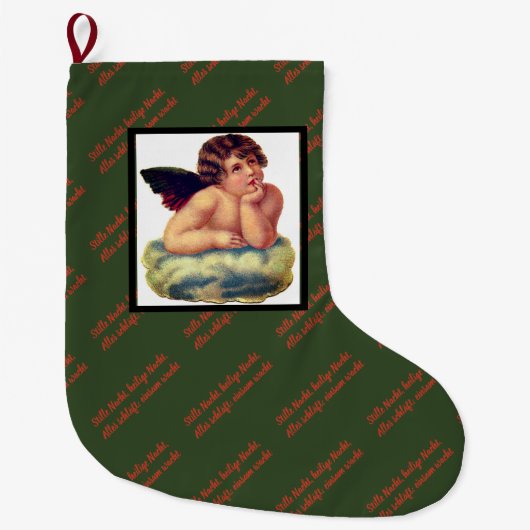 SILENT NACHT IN DUITSLAND W/ ANGEL Kerstmis stoppe Grote Kerstsok (Voorkant)