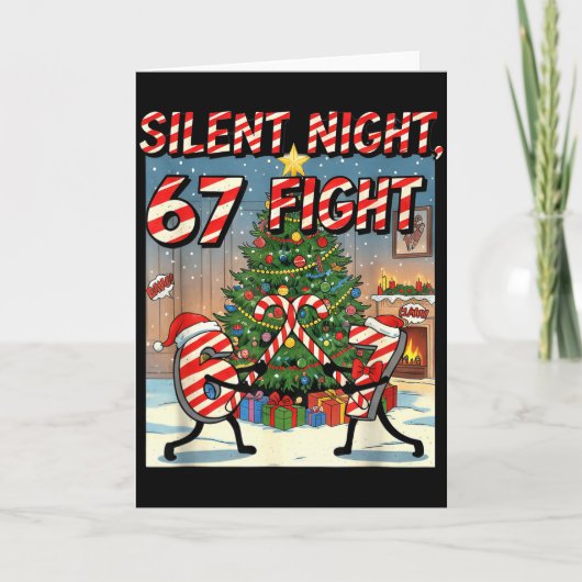 Silent Night 67 Fight Christmas Cartoon Tee  Kaart (Voorkant)