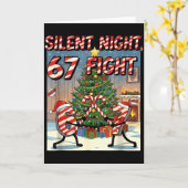 Silent Night 67 Fight Christmas Cartoon Tee  Kaart (Gele Bloem)