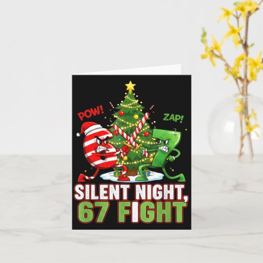 Silent Night 67 Fight Funny Christmas  Kaart (Gele Bloem)