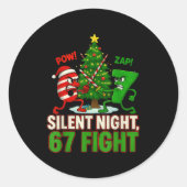 Silent Night 67 Fight Funny Christmas  Ronde Sticker (Voorkant)
