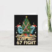 Silent Night 67 Fight Funny Christmas Tee  Kaart (Voorkant)