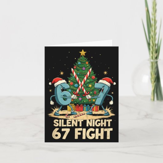Silent Night 67 Fight Funny Christmas Tee  Kaart (Voorkant)