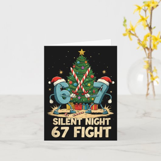 Silent Night 67 Fight Funny Christmas Tee  Kaart (Gele Bloem)