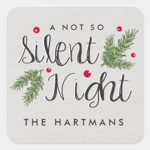 Silent Night   Aangepaste vakantiegangers Vierkante Sticker
