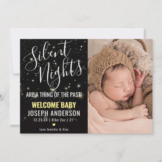 Silent Night Announding Newborn-fotokaart Feestdagenkaart (Voorkant)
