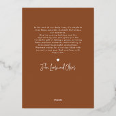 Silent Night Baby Eerste Kerst Modern Script Folie Feestdagenkaart (Achterkant)