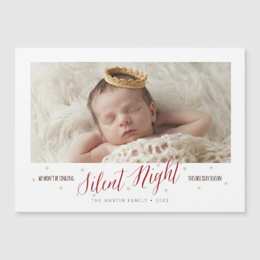 Silent Night Baby's eerste kerst magnetische Kaart (Voorkant)
