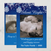 Silent Night Blue Snow-fotokerstkaart Feestdagenkaart (Voorkant / Achterkant)