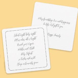 Silent Night Carol Songtekst Script Christmas Feestdagenkaart