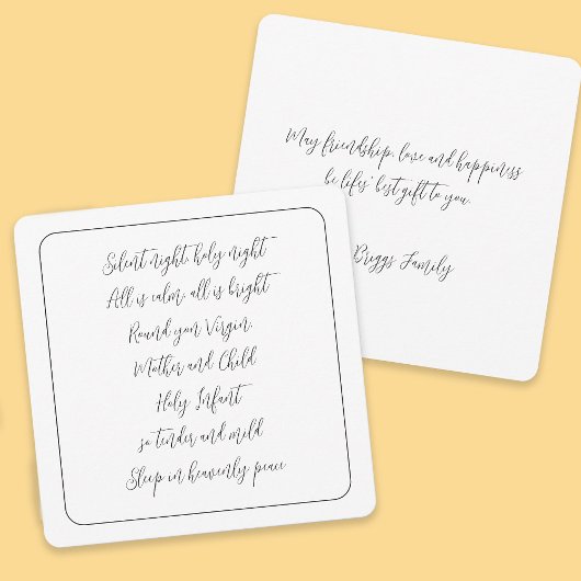 Silent Night Carol Songtekst Script Christmas Feestdagenkaart