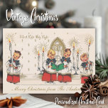 Silent Night Choir Boys Custom Christmas Feestdagenkaart<br><div class="desc">Deze schattige vintage kerstkaart uit het midden van de eeuw bevat vier koorjongens met gewaden,  hymnen en kaarsen die Stille Nacht van de Heilige Nacht zingen. Personaliseer door het bericht op de achterkant van de kaart aan te passen en/of jouw namen toe te voegen.</div>