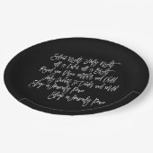 Silent Night Christmas Carol Lyrics Wit Zwart Papieren Bordje (Gekanteld)