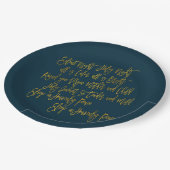 Silent Night Christmas Carol Songtekst Gold Navy Papieren Bordje (Gekanteld)