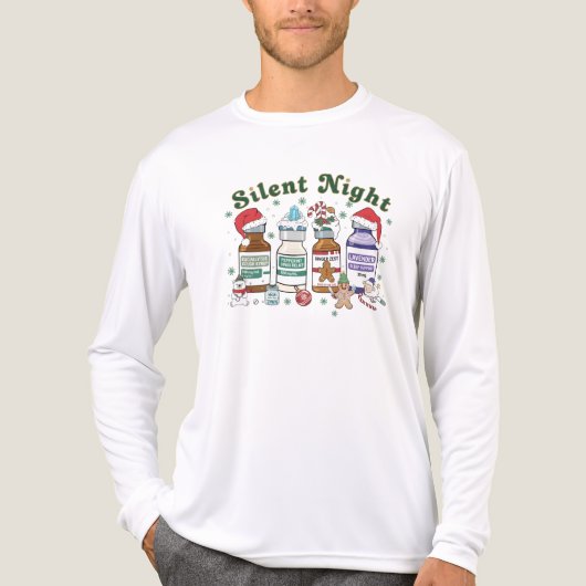 Silent Night Christmas Nurse, Festive Healthcare Tri-Blend Shirt (Voorkant volledig)