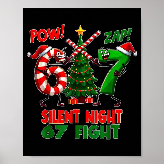 Silent Night Christmas Tree 67 Pajamas Funny Six S Poster (Voorkant)