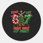 Silent Night Christmas Tree 67 Pajamas Funny Six S Ronde Sticker (Voorkant)