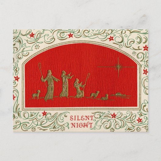 Silent Night Christmas Vintage Postcard Briefkaart (Voorkant)